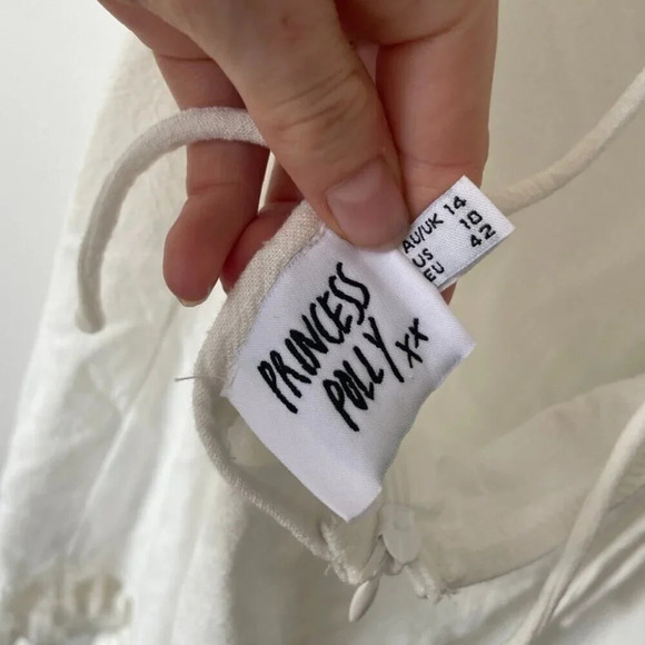 Princess Polly Fiorella Pom Pom Fringe Mini Dress White Size 10 - Picture 7 of 8